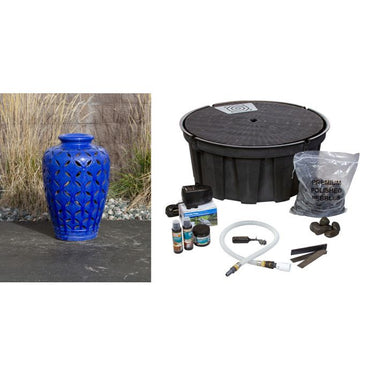 Closed Top FNT3415 Ceramic Vase Complete Fountain Kit Vase Fountain Blue Thumb